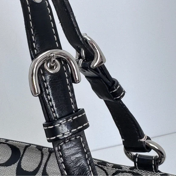 Coach Signature Turnlock Black Gray Jacquard Canvas Leather Trim F14281 - Picture 9 of 12